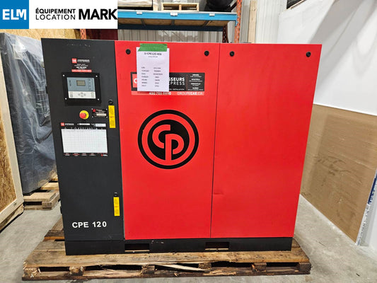 ÉQUIPEMENT LOCATION MARK - CPE120 Compresseur à vis 90 KW/125 HP CHICAGO PNEUMATIC