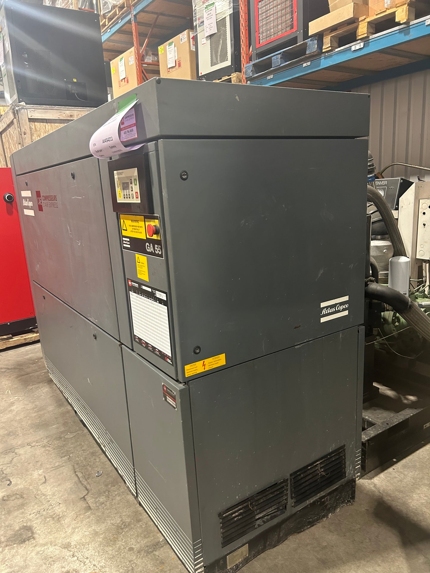 GA55 Compresseur à Vis 55 KW/ 75 HP 325 CFM 575V Air Cooled ATLAS COPCO - En vente