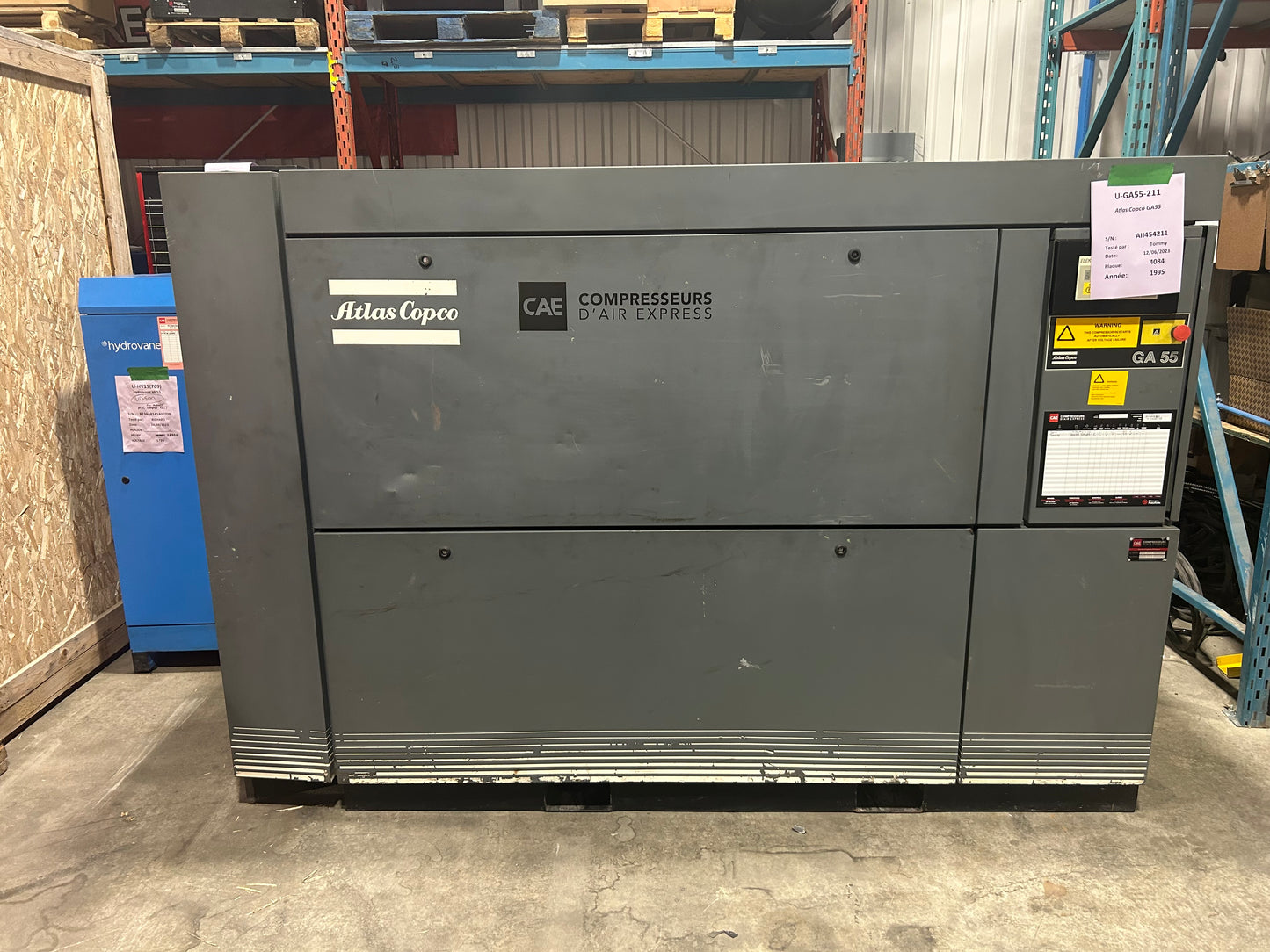 GA55 Screw Compressor 55 KW/ 75 HP 325 CFM 575V Air Cooled ATLAS COPCO - rental
