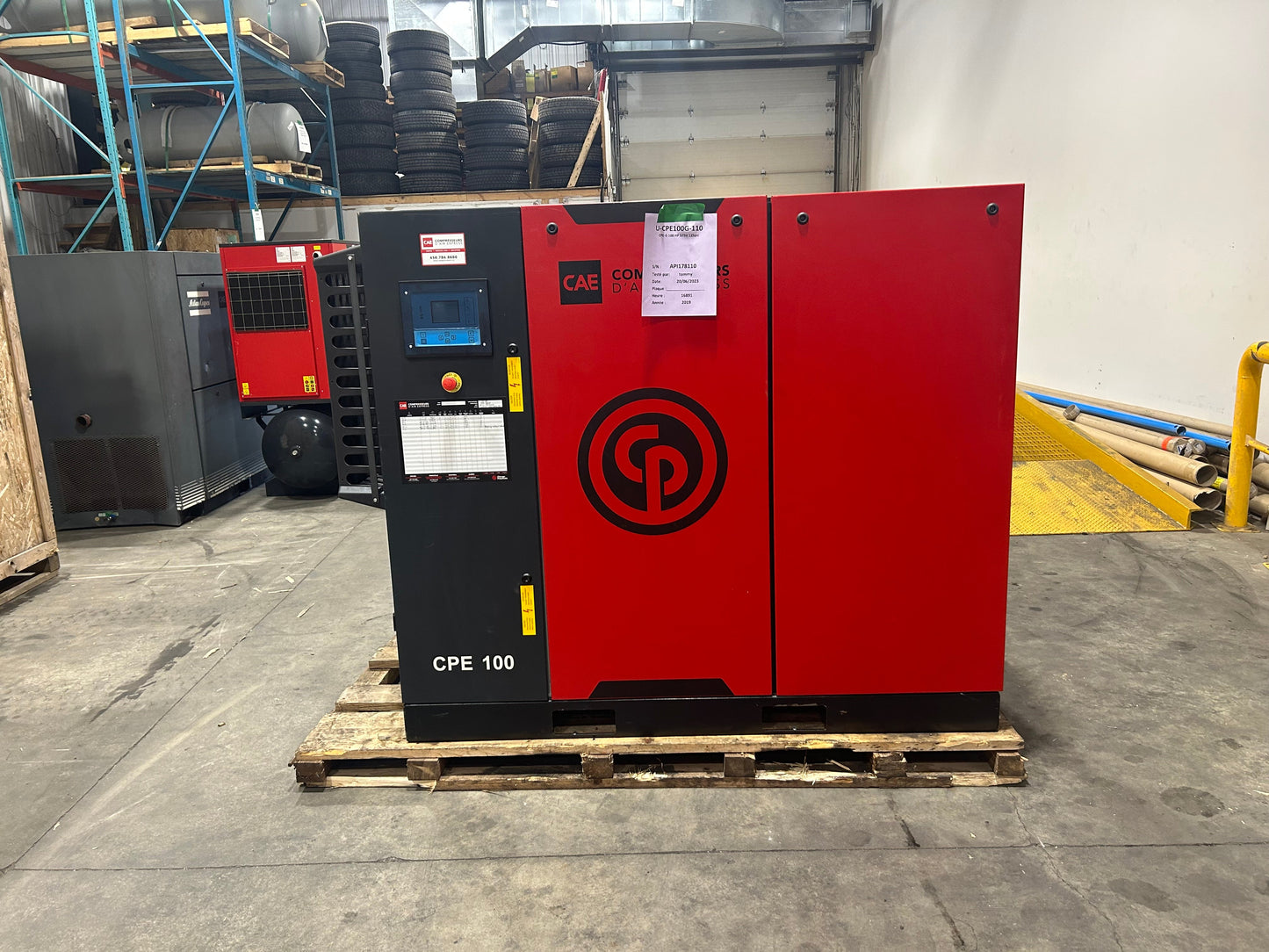 CPE100 Screw compressor 75 KW/100 HP CHICAGO PNEUMATICS - for hire