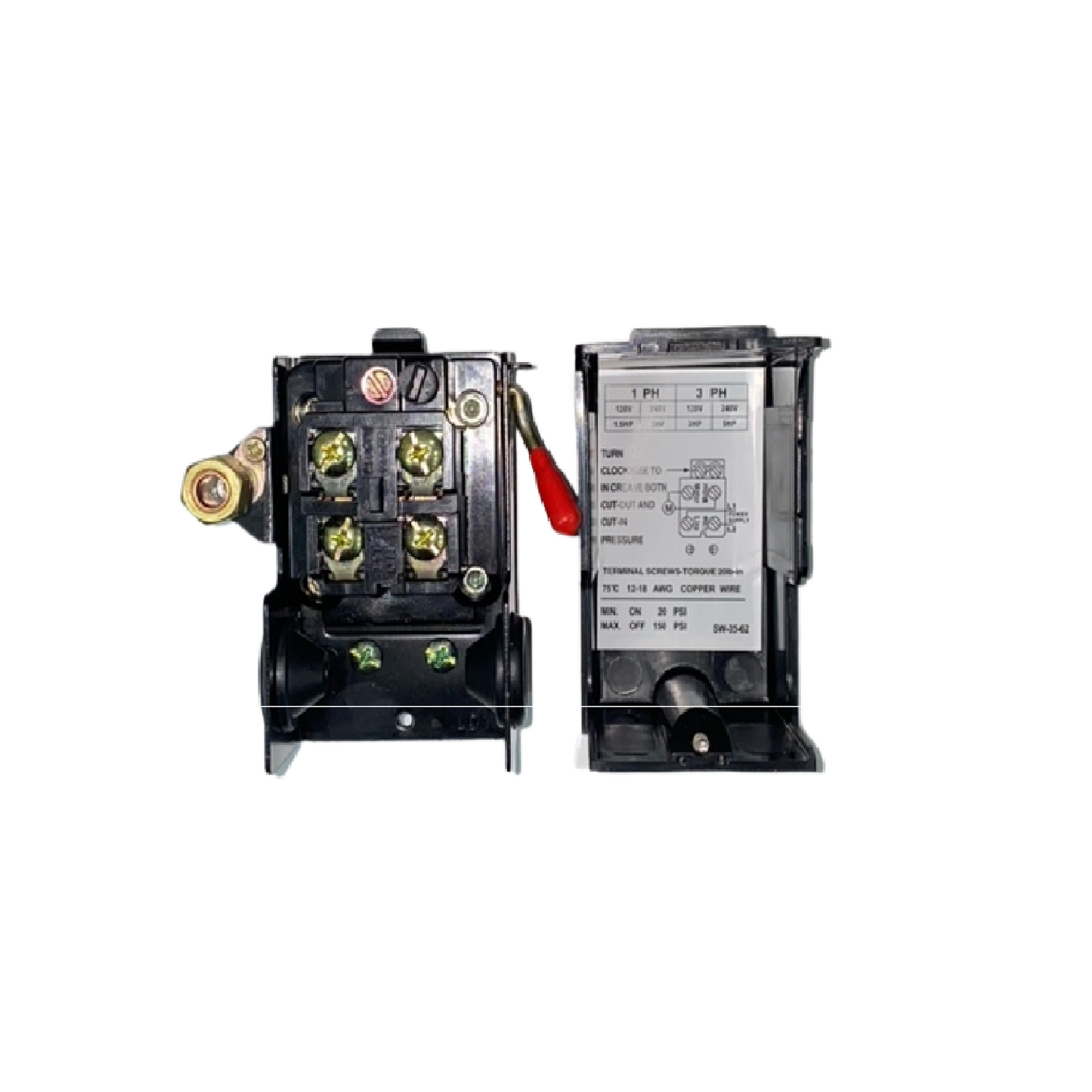 PSW-3562 Interrupteur de pression Universel 95-125 psi, 4 ports, 1/4 npt avec levier